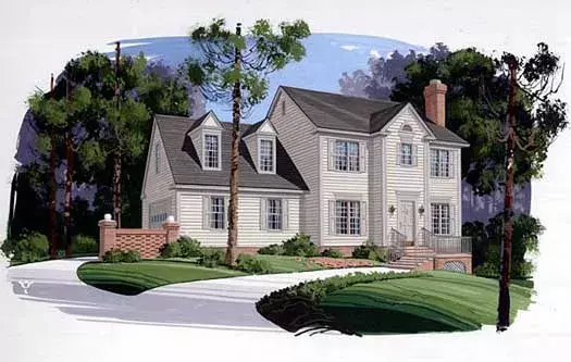 New England Colonial house plans 4-134 - front exterior, 1,653 sq ft, 3 bed, 2 bath house plans | Monster House Plans