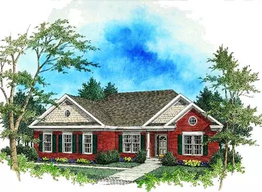 Country house plans 4-137 - front exterior, 1,681 sq ft, 3 bed, 2 bath house plans | Monster House Plans