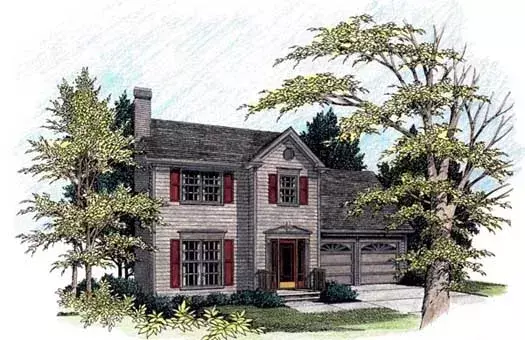 Southern Colonial house plans 4-139 - front exterior, 1,456 sq ft, 3 bed, 2 bath house plans | Monster House Plans