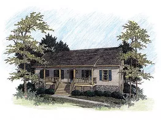 Ranch house plans 4-140 - front exterior, 1,728 sq ft, 3 bed, 2 bath house plans | Monster House Plans