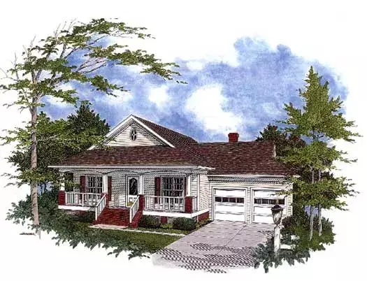Country house plans 4-142 - front exterior, 1,770 sq ft, 3 bed, 2 bath house plans | Monster House Plans