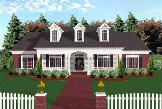 Southern house plans 4-158 - front exterior, 1,992 sq ft, 4 bed, 3 bath house plans | Monster House Plans