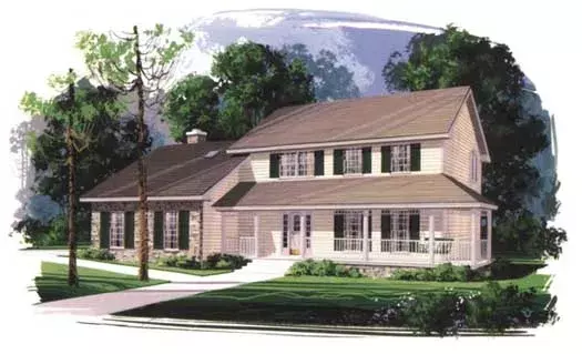 Farmhouse house plans 4-174 - front exterior, 2,150 sq ft, 3 bed, 2 bath house plans | Monster House Plans