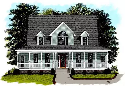 Country house plans 4-180 - front exterior, 2,239 sq ft, 3 bed, 2 bath house plans | Monster House Plans