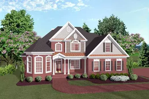 Traditional house plans 4-181 - front exterior, 2,253 sq ft, 4 bed, 2 bath house plans | Monster House Plans