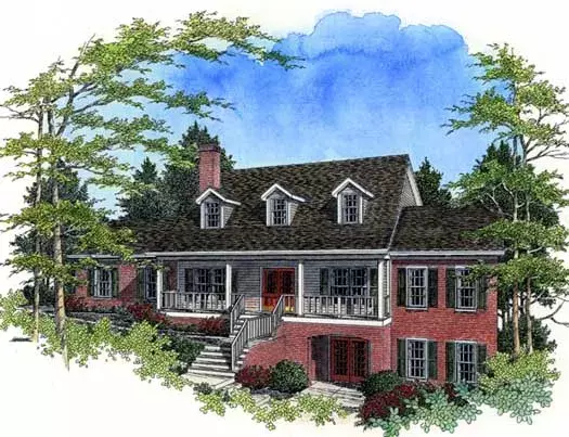 Country house plans 4-193 - front exterior, 2,341 sq ft, 3 bed, 2 bath house plans | Monster House Plans
