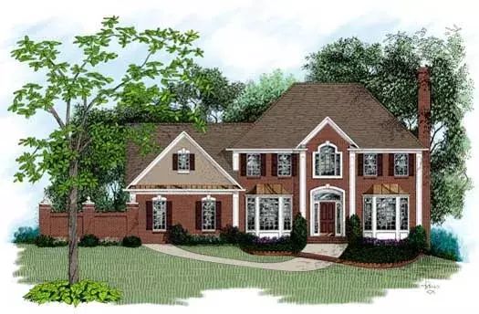 European house plans 4-197 - front exterior, 2,460 sq ft, 4 bed, 2 bath house plans | Monster House Plans