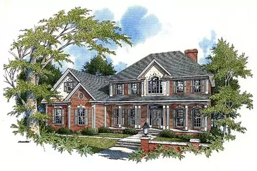Traditional house plans 4-204 - front exterior, 2,546 sq ft, 4 bed, 3 bath house plans | Monster House Plans