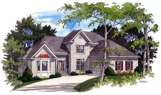 Traditional house plans 4-217 - front exterior, 2,532 sq ft, 4 bed, 2 bath house plans | Monster House Plans
