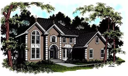 Traditional house plans 4-222 - front exterior, 2,992 sq ft, 4 bed, 4 bath house plans | Monster House Plans