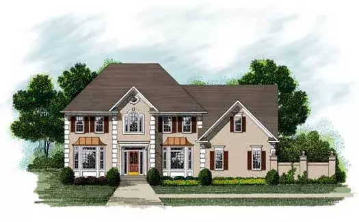 European house plans 4-230 - front exterior, 3,227 sq ft, 4 bed, 4 bath house plans | Monster House Plans