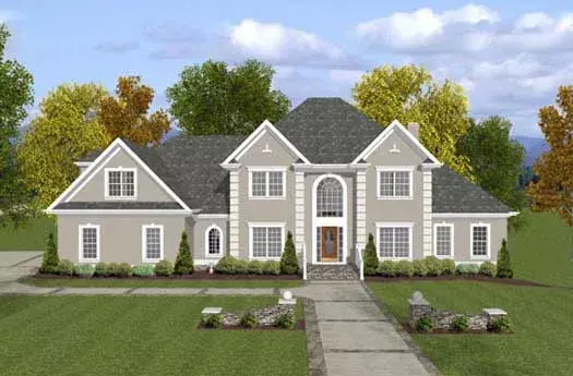 European house plans 4-232 - front exterior, 3,271 sq ft, 4 bed, 4 bath house plans | Monster House Plans