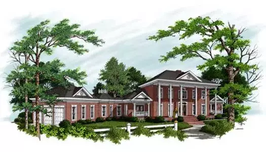 Southern Colonial house plans 4-241 - front exterior, 3,634 sq ft, 4 bed, 4 bath house plans | Monster House Plans