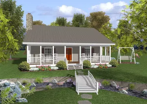 Country house plans 4-268 - front exterior, 953 sq ft, 2 bed, 1 bath house plans | Monster House Plans