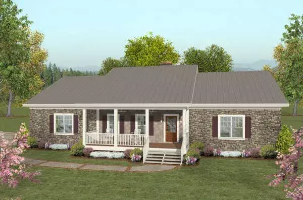 Country house plans 4-276 - front exterior, 1,500 sq ft, 2 bed, 2 bath house plans | Monster House Plans