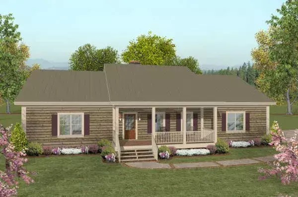 Country house plans 4-277 - front exterior, 1,500 sq ft, 2 bed, 2 bath house plans | Monster House Plans