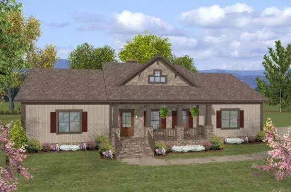 Country house plans 4-279 - front exterior, 1,597 sq ft, 3 bed, 2 bath house plans | Monster House Plans