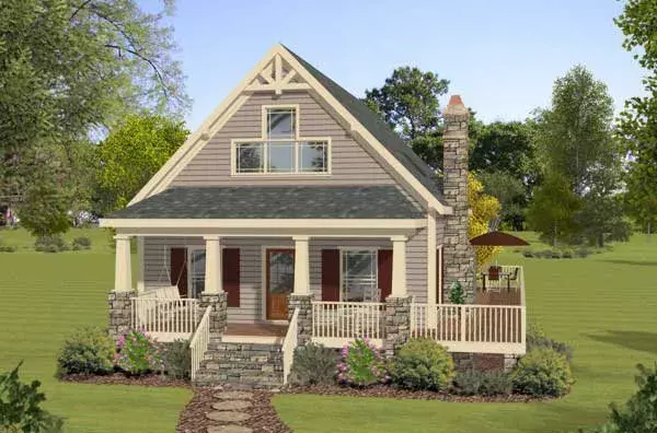 Cottage house plans 4-280 - front exterior, 1,592 sq ft, 3 bed, 2 bath house plans | Monster House Plans