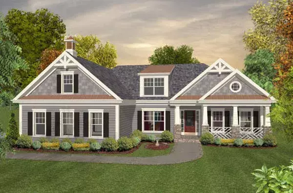 Craftsman house plans 4-283 - front exterior, 1,700 sq ft, 4 bed, 4 bath house plans | Monster House Plans