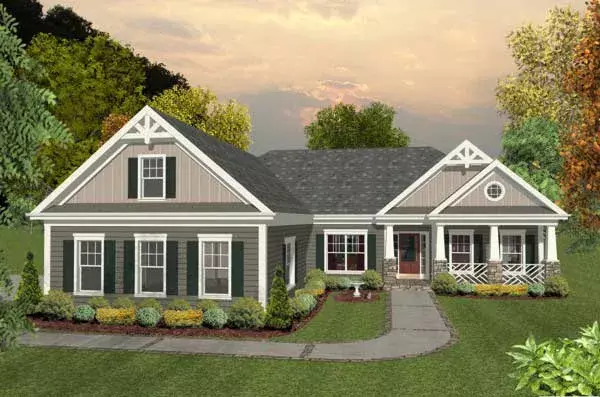 Craftsman house plans 4-289 - front exterior, 1,800 sq ft, 3 bed, 2 bath house plans | Monster House Plans