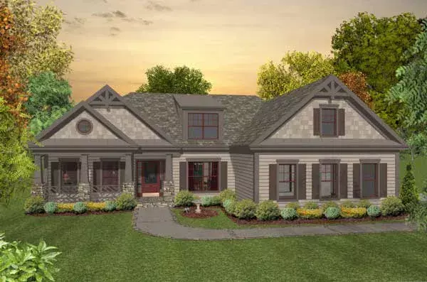 Craftsman house plans 4-291 - front exterior, 1,800 sq ft, 3 bed, 2 bath house plans | Monster House Plans