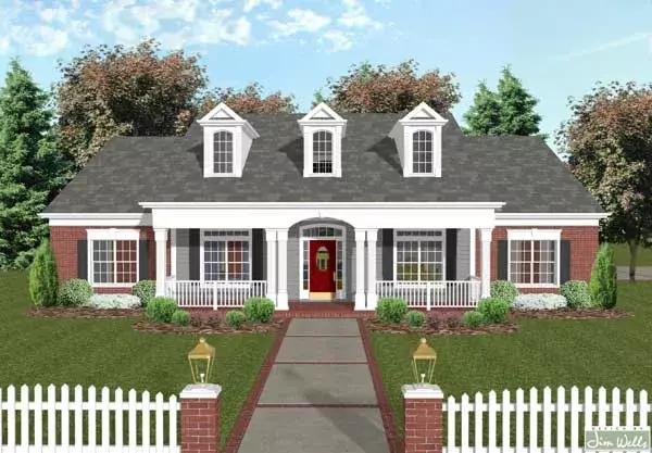 Southern house plans 4-296 - front exterior, 1,992 sq ft, 4 bed, 3 bath house plans | Monster House Plans