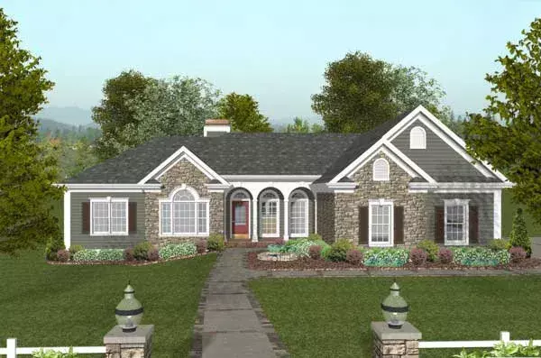 Southern house plans 4-297 - front exterior, 1,992 sq ft, 3 bed, 2 bath house plans | Monster House Plans