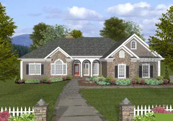 Craftsman house plans 4-300 - front exterior, 2,000 sq ft, 4 bed, 2 bath house plans | Monster House Plans