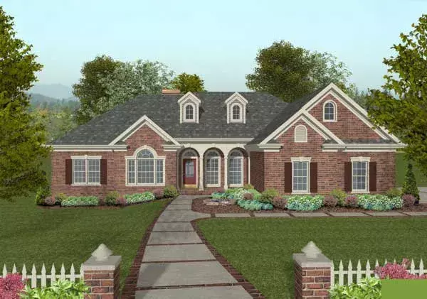Southern house plans 4-301 - front exterior, 2,000 sq ft, 4 bed, 2 bath house plans | Monster House Plans