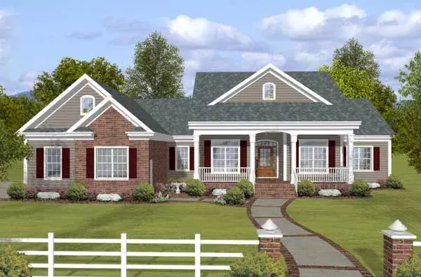 Country house plans 4-307 - front exterior, 2,140 sq ft, 3 bed, 4 bath house plans | Monster House Plans