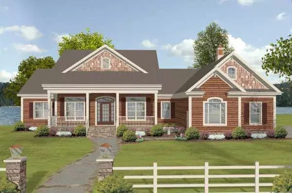 Country house plans 4-308 - front exterior, 2,183 sq ft, 3 bed, 4 bath house plans | Monster House Plans