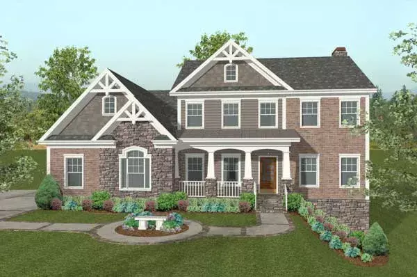 Craftsman house plans 4-312 - front exterior, 2,493 sq ft, 4 bed, 4 bath house plans | Monster House Plans