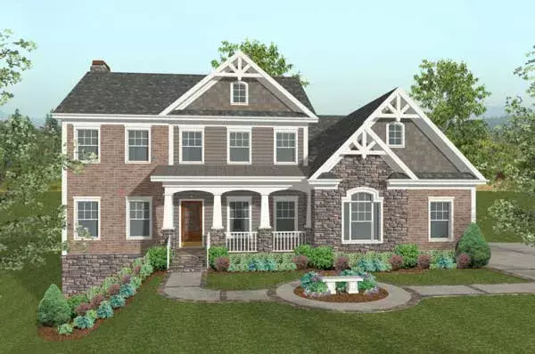 Craftsman house plans 4-313 - front exterior, 2,499 sq ft, 4 bed, 3 bath house plans | Monster House Plans