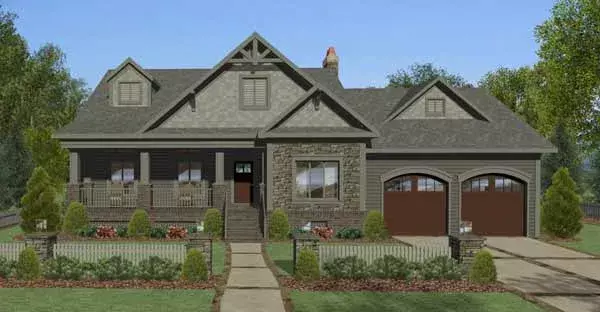 Craftsman house plans 4-321 - front exterior, 1,898 sq ft, 4 bed, 3 bath house plans | Monster House Plans