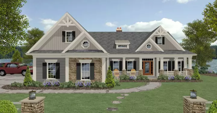 Country house plans 4-322 - front exterior, 2,885 sq ft, 4 bed, 4 bath house plans | Monster House Plans