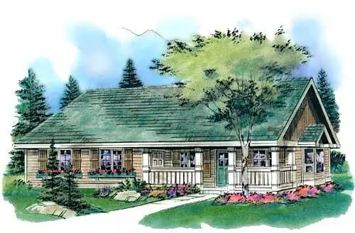 Country house plans 40-108 - front exterior, 574 sq ft, 1 bed, 1 bath house plans | Monster House Plans