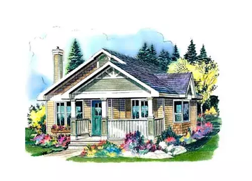 Country house plans 40-113 - front exterior, 607 sq ft, 1 bed, 1 bath house plans | Monster House Plans