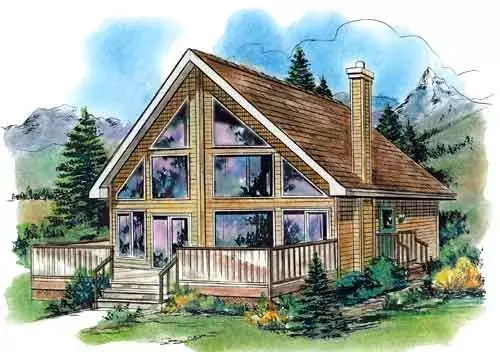 Contemporary house plans 40-123 - front exterior, 761 sq ft, 2 bed, 1 bath house plans | Monster House Plans