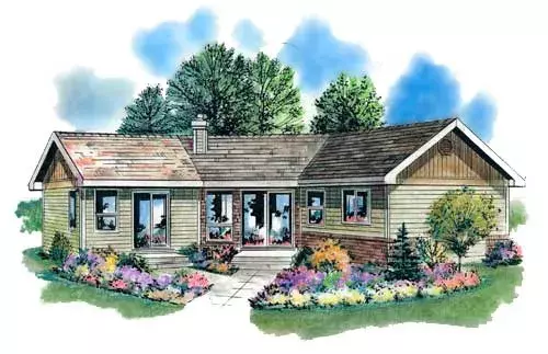 Traditional house plans 40-124 - front exterior, 768 sq ft, 1 bed, 1 bath house plans | Monster House Plans