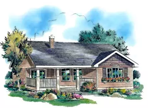 Country house plans 40-130 - front exterior, 901 sq ft, 3 bed, 1 bath house plans | Monster House Plans