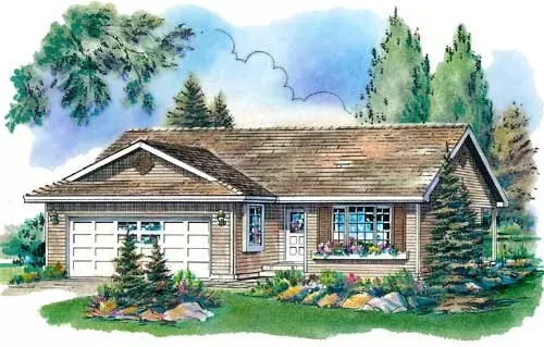 Traditional house plans 40-137 - front exterior, 997 sq ft, 2 bed, 1 bath house plans | Monster House Plans