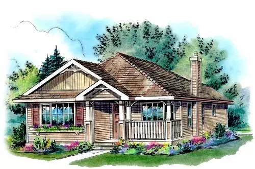 Country house plans 40-139 - front exterior, 1,000 sq ft, 2 bed, 2 bath house plans | Monster House Plans