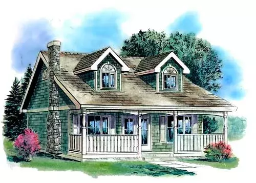 Country house plans 40-140 - front exterior, 1,007 sq ft, 2 bed, 1 bath house plans | Monster House Plans