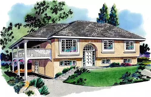 European house plans 40-142 - front exterior, 1,027 sq ft, 3 bed, 1 bath house plans | Monster House Plans