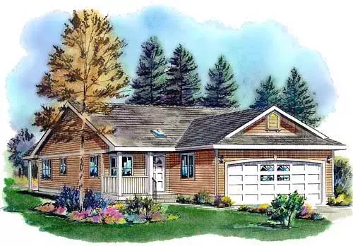 Traditional house plans 40-146 - front exterior, 1,059 sq ft, 3 bed, 2 bath house plans | Monster House Plans