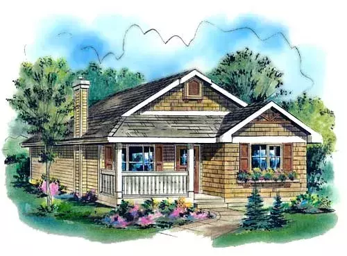Country house plans 40-164 - front exterior, 1,112 sq ft, 3 bed, 2 bath house plans | Monster House Plans