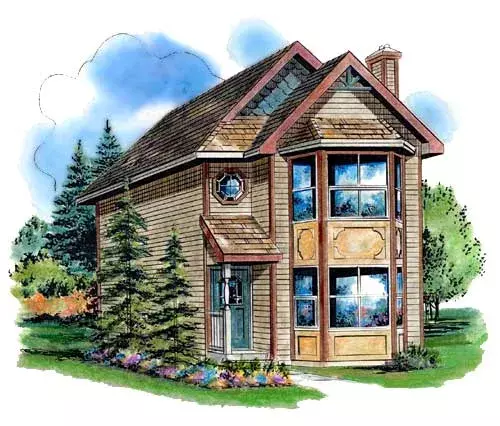 European house plans 40-168 - front exterior, 1,122 sq ft, 3 bed, 1 bath house plans | Monster House Plans