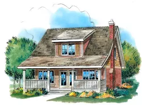 Bungalow house plans 40-177 - front exterior, 1,152 sq ft, 3 bed, 2 bath house plans | Monster House Plans