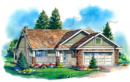 Traditional house plans 40-187 - front exterior, 1,195 sq ft, 2 bed, 2 bath house plans | Monster House Plans