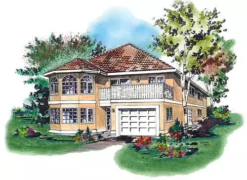 Mediterranean house plans 40-206 - front exterior, 1,236 sq ft, 3 bed, 2 bath house plans | Monster House Plans